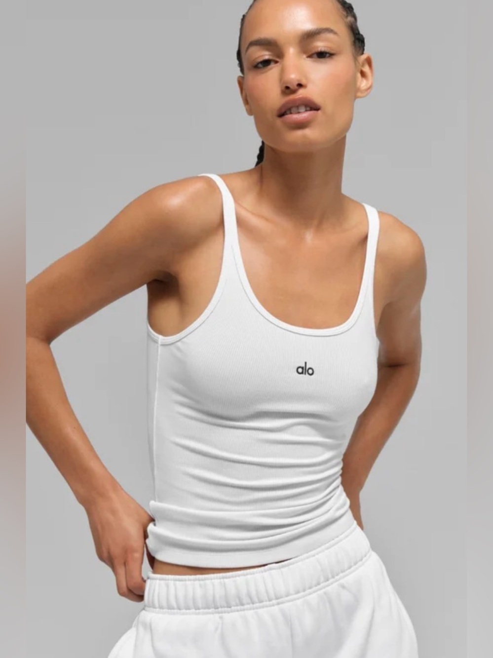ALO Yoga White Ribbed Tank Bralette